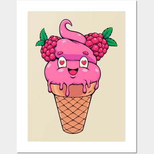 Raspberry Sorbet Ice Cream Posters and Art